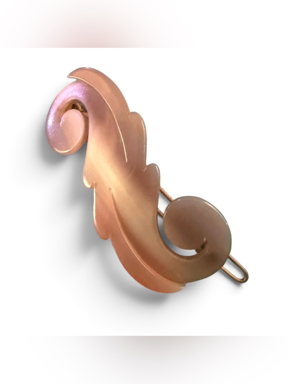 Vintage Charles Wahba Swirl Gradient Brown French Barrette Hair Clup, Deadstock